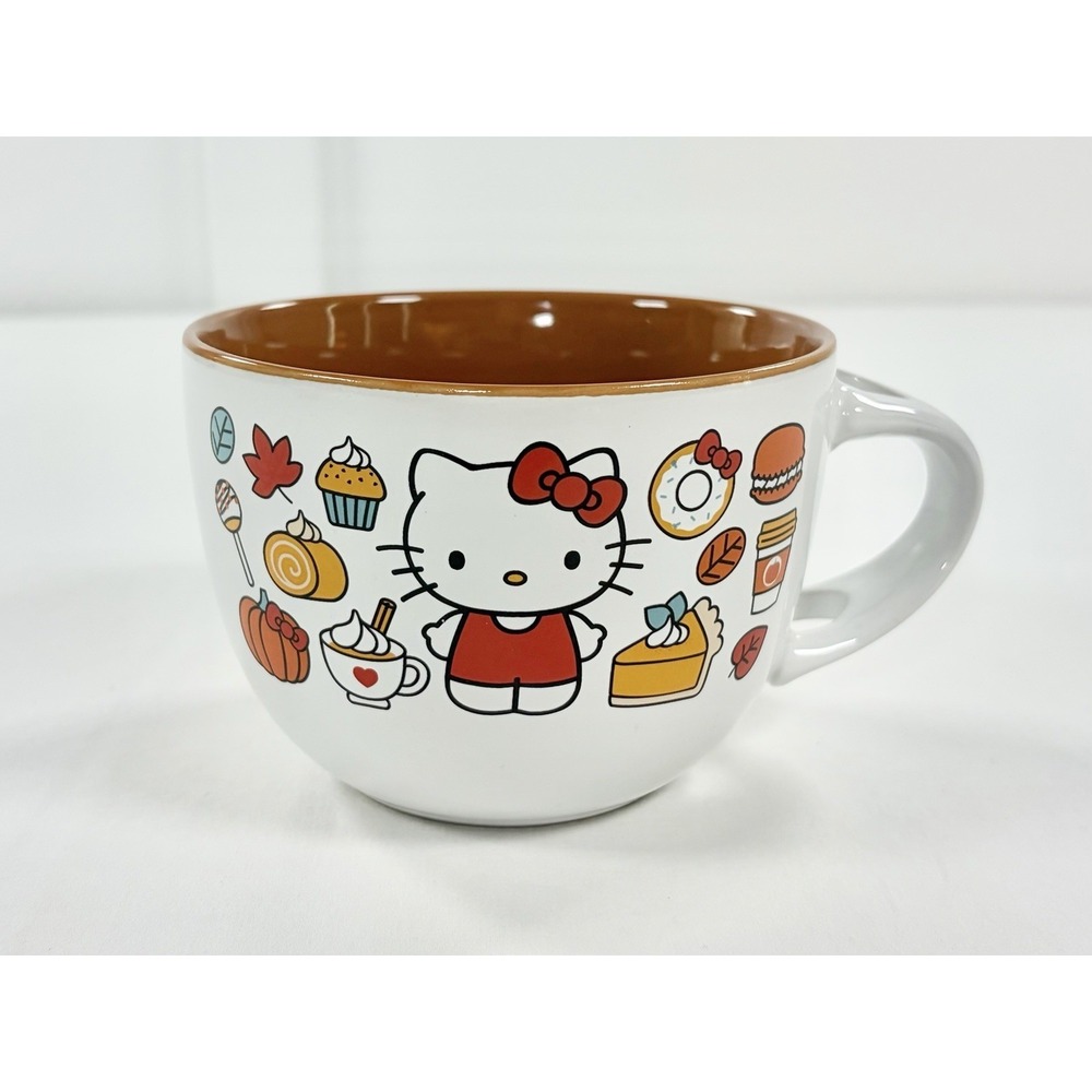 Hello Kitty Fall Harvest Pumpkin‎ Ceramic Soup Ramen Bowl Jumbo Mug 24 oz No Lid